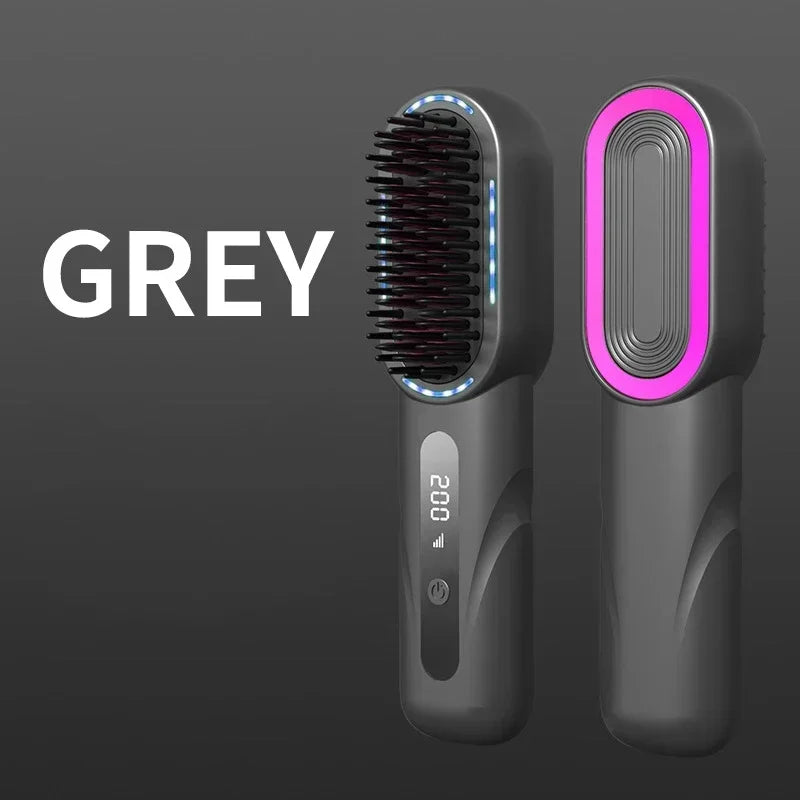 Cordless Hair Straightening Comb with Ions | Rechargeable Heat Protectant with 4 Settings