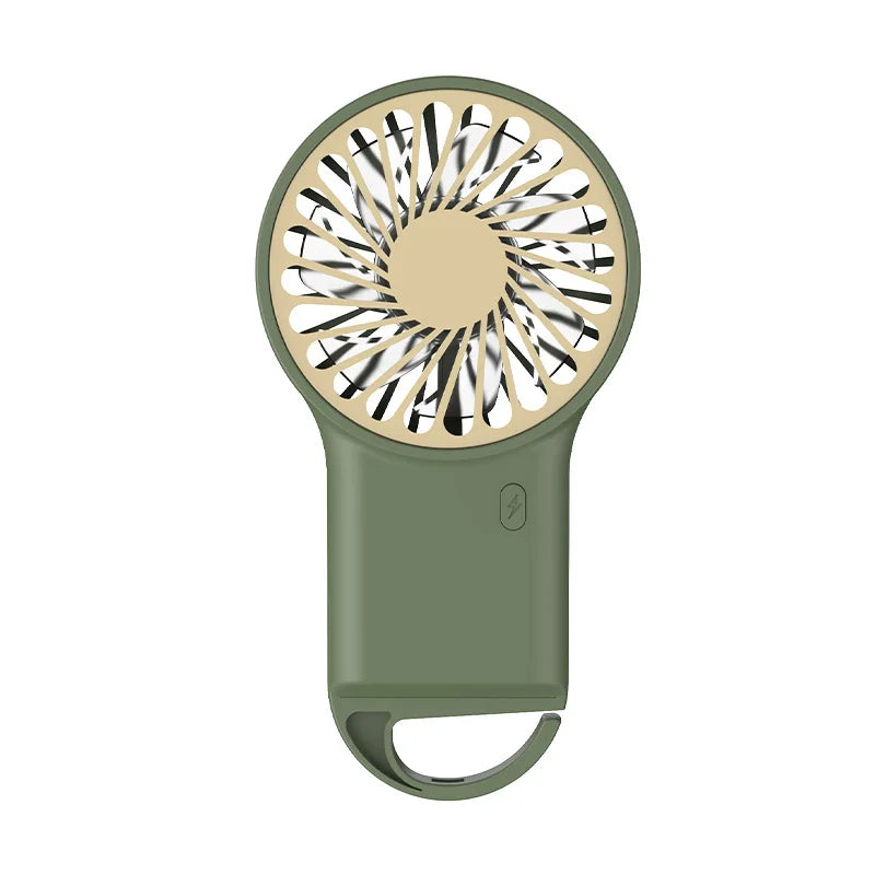 Compact USB-C Folding Fan | Quiet & Portable | Includes Carabiner & Battery