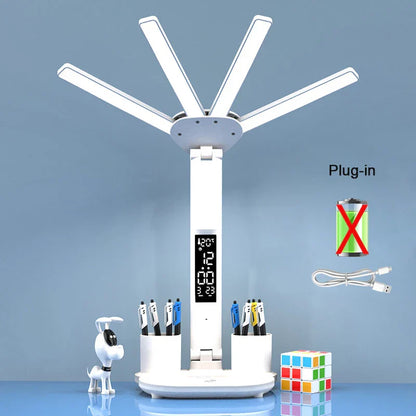 LED Desk Lamp with Fan – 3-in-1 Design, Touch Control & USB Battery
