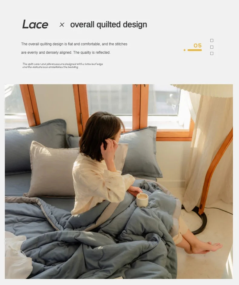 Lightweight Summer Quilt in Cotton-Polyester Blend – Washable, Skin-Friendly Solid Colour