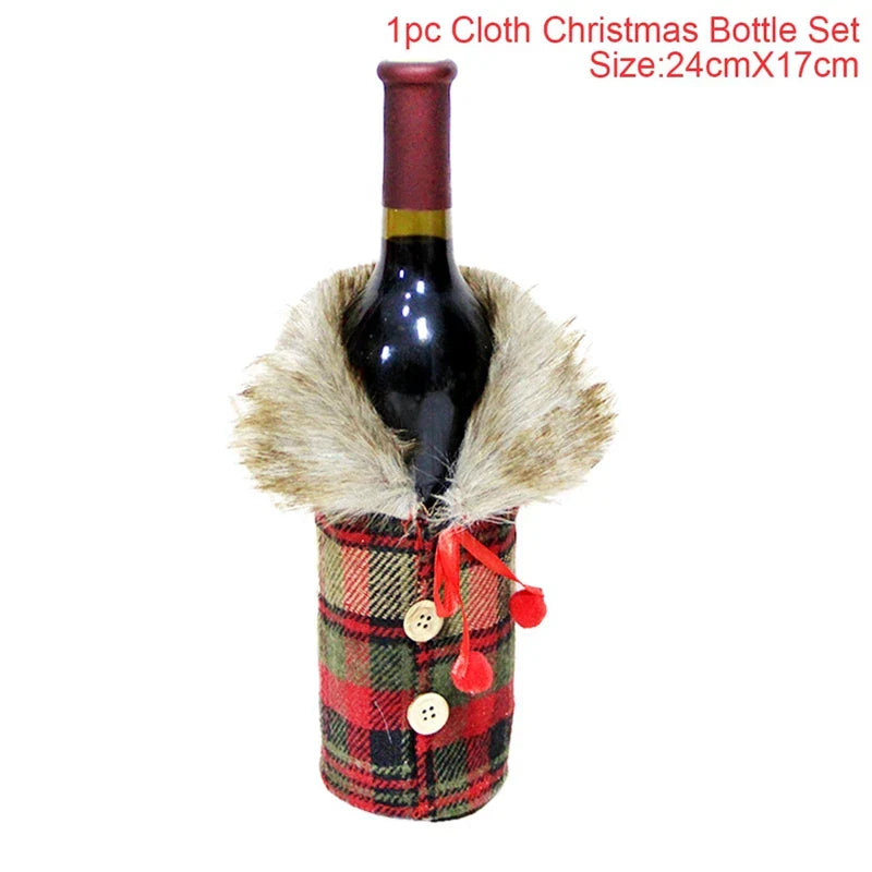 Festive Wine Bottle Cover with Holiday Design - Fabric Sleeve for Wine & Sparkling Wine - Perfect Gift Idea