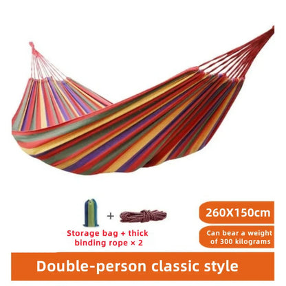 Striped Double Swing Bed Hammock – Indoor and Outdoor Use Canvas Design