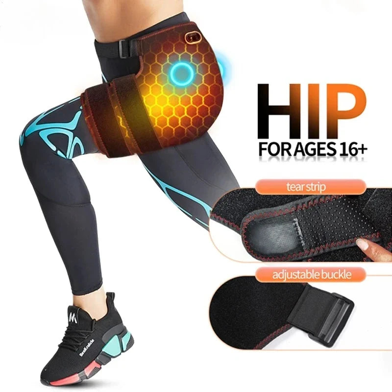 Cordless Hip Support Brace – Heat and Vibration Massager for Comfort