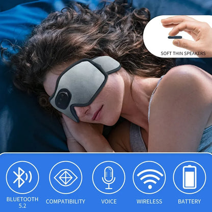 Bluetooth Eye Mask for Sleeping with Headphones | 3D Blackout Design, 10 Hours Playtime & Comfortable for Side Sleepers