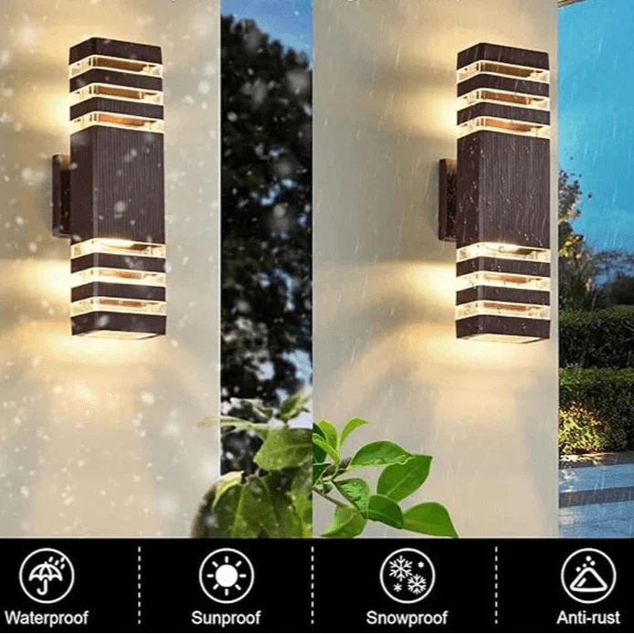 Outdoor Wall Light with Up & Down Illumination | E27 Socket | IP65 Weatherproof | 25×10×8 cm