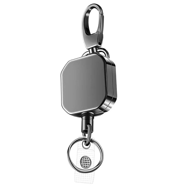 Retractable Keychain with Steel Cord and Metal Carabiner – 71.8 cm Safety Reel