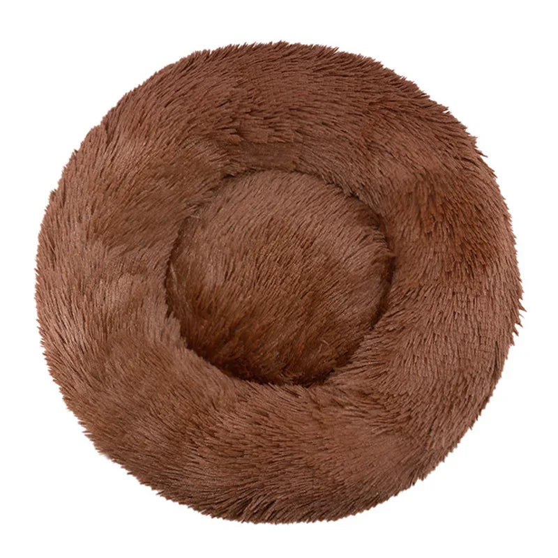 Plush Round Pet Bed – Washable, Non-Slip Design for Comfort