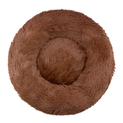 Plush Round Pet Bed – Washable, Non-Slip Design for Comfort