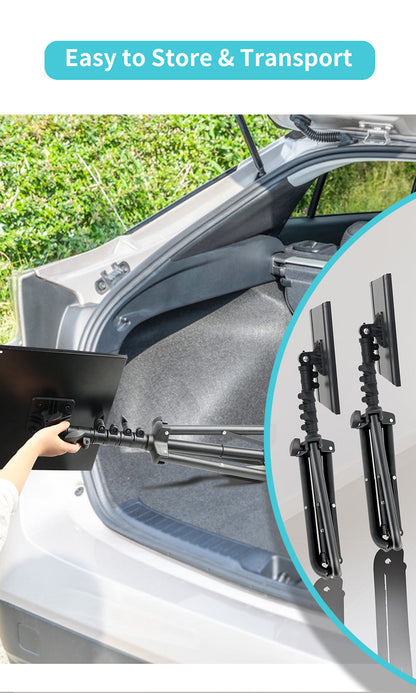 Portable Laptop Stand with Adjustable Height, Removable Wheels, and Dual Trays