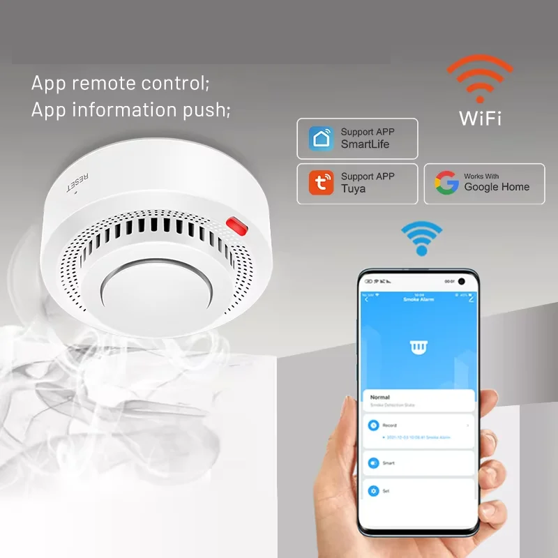 Smart WiFi Smoke Alarm with 85dB Alert – Fire Detection System