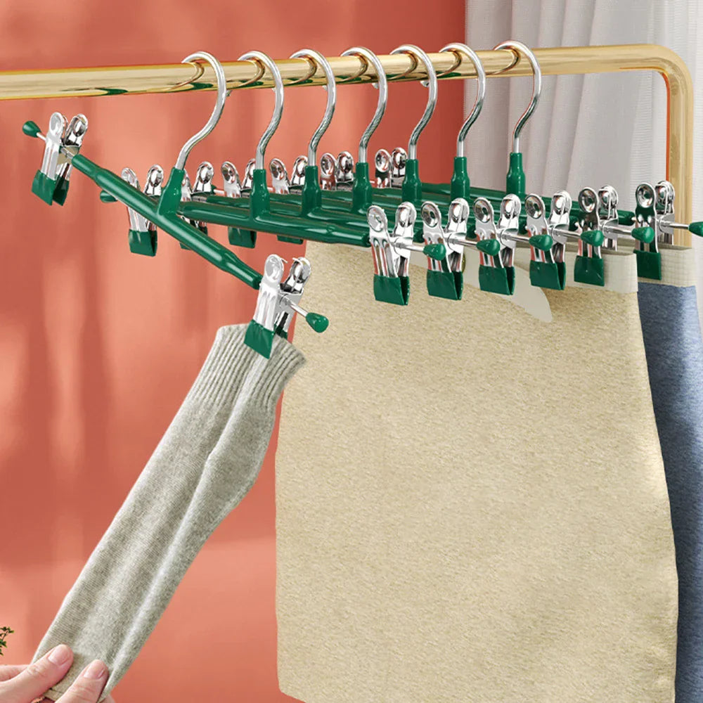 Adjustable Stainless Steel Hangers with Clips | Non-Slip & Space-Saving for Clothing & Laundry