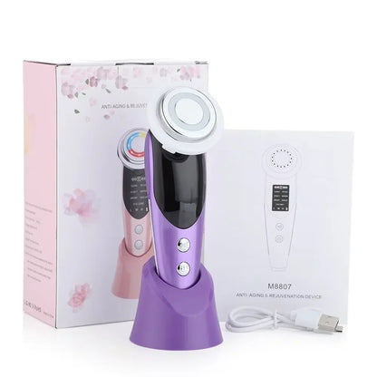 7-in-1 Facial Massager with EMS & RF Microcurrent | LED Light Therapy Anti-Aging Device