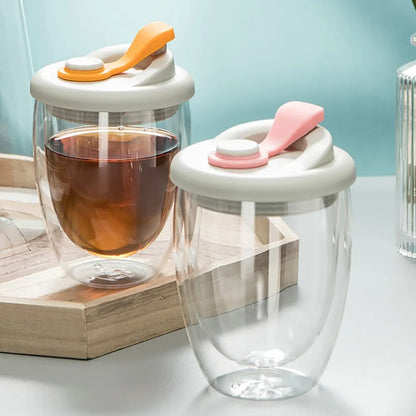 Transparent Double Wall Glass Mug – Leak-Proof Design