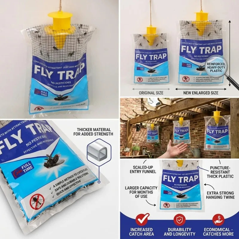 Eco-Friendly Hanging Fly Catcher with Quick-Activating Bait
