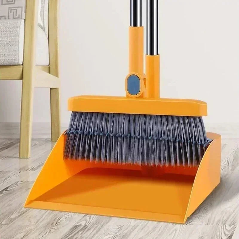 Compact Broom and Dustpan Set with Hair Removal and Foldable Design