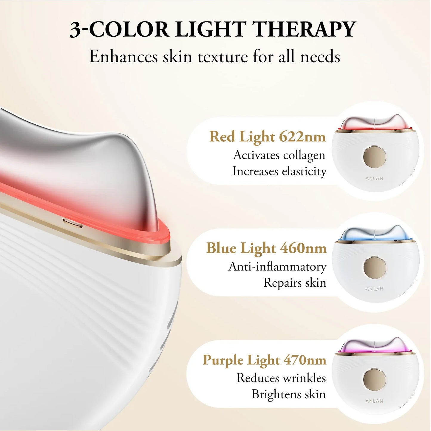 Gua Sha Facial Massager with EMS and Temperature Control – USB-C, LED Colors