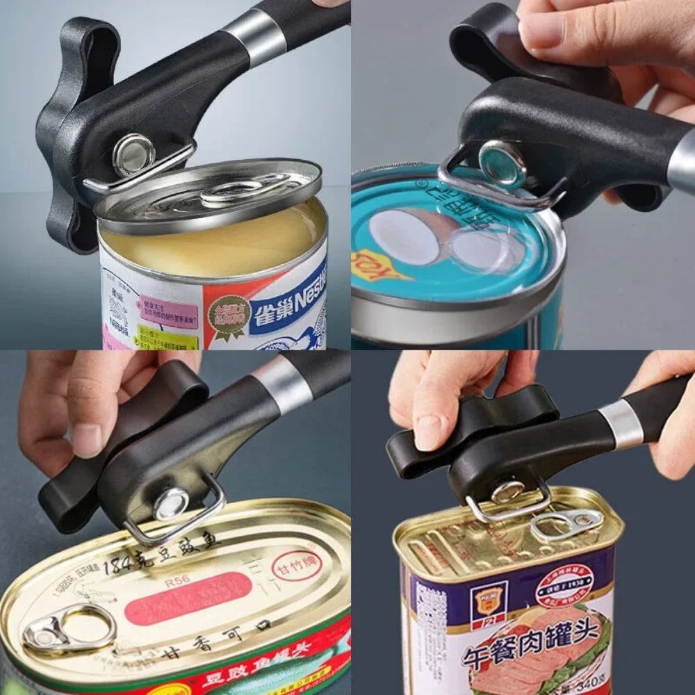 Side-Cutting Can Opener - Safe, Rust-Free & Ergonomic for Kitchen & Outdoor