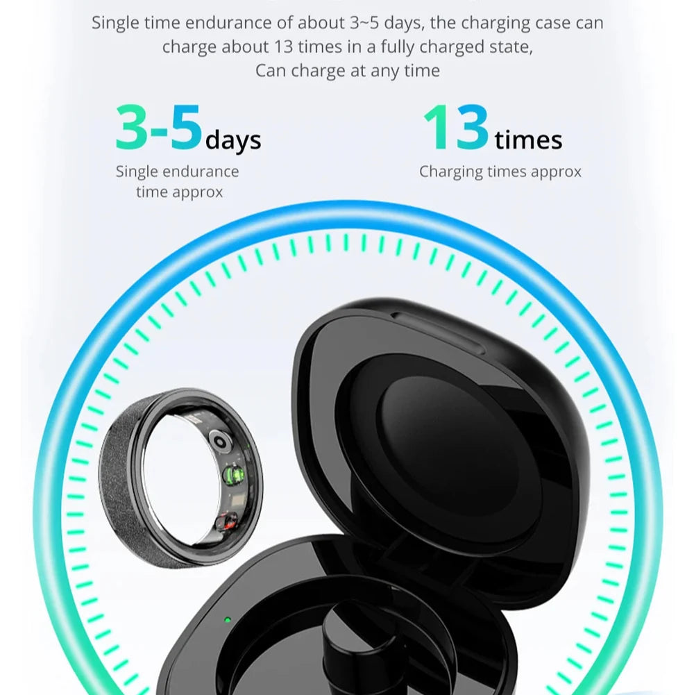 Health Monitoring Smart Ring with Charging Dock | Sleep & Heart Tracker | 5ATM Waterproof | Multiple Sports Modes