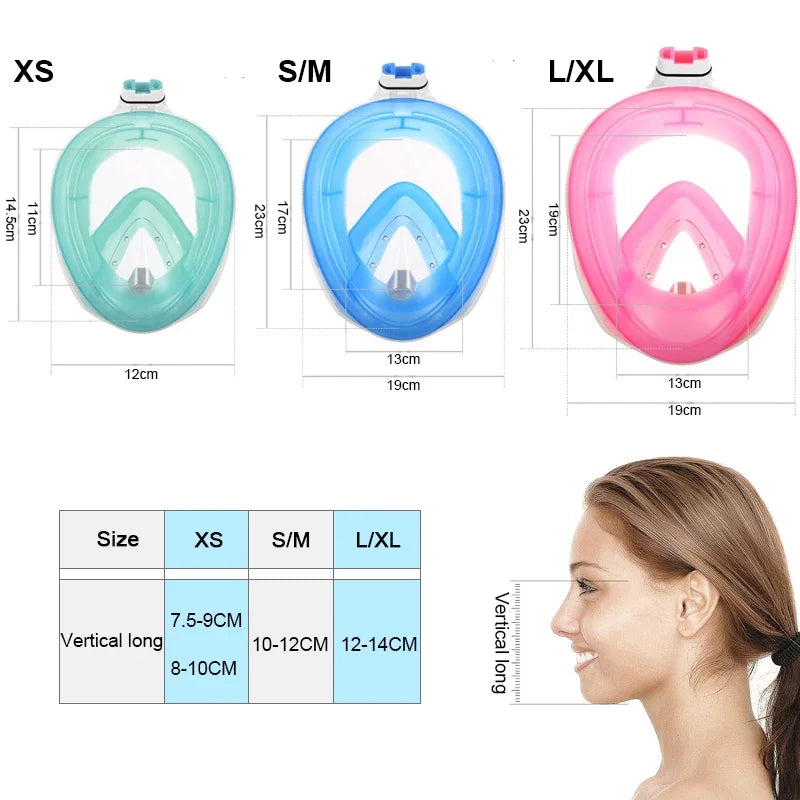 Full Face Snorkel Mask | 180° View | Anti-Fog & Leak-Proof | Kids & Adults