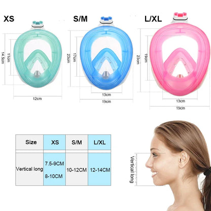 Full Face Snorkel Mask | 180° View | Anti-Fog & Leak-Proof | Kids & Adults
