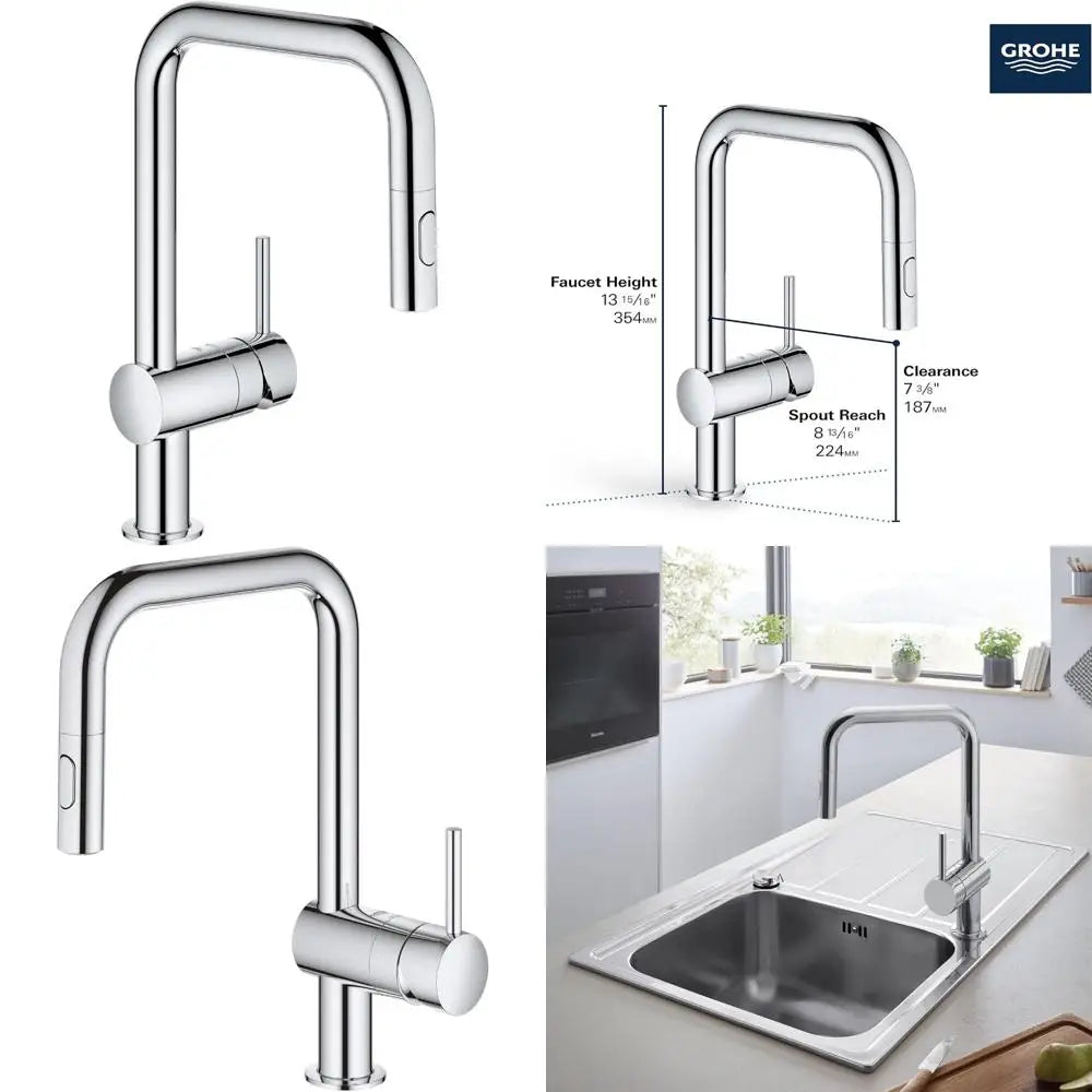 Polished Chrome Kitchen Faucet with Pull-Down Sprayer