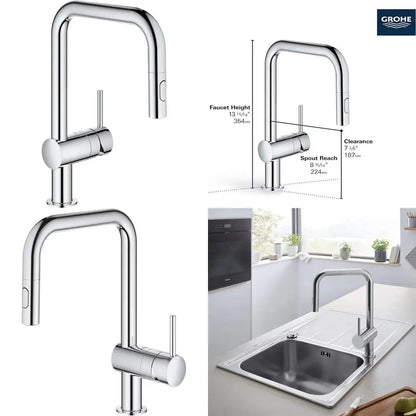 Polished Chrome Kitchen Faucet with Pull-Down Sprayer