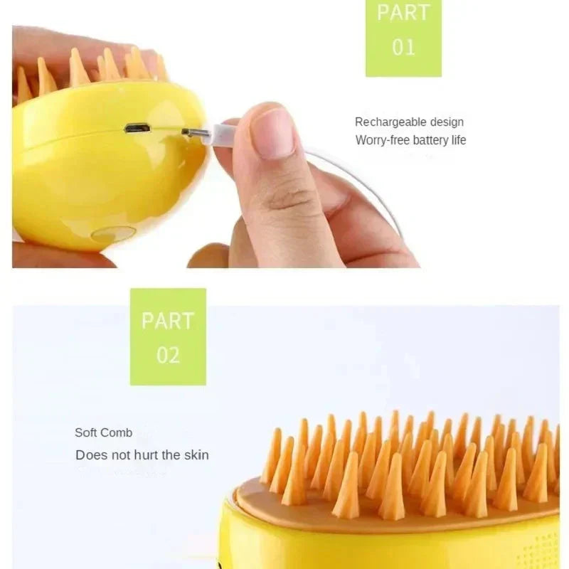 Ultimate 3-in-1 Feline Grooming Brush with Steam Technology