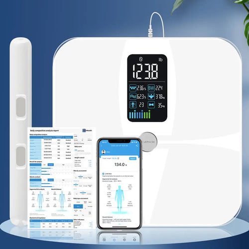 Segmental BIA Body Fat Scale with 8 Electrodes | 20 Metrics, Color Display, Fitdays App, 24 Users, 400 lb Limit