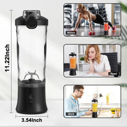 Rechargeable Portable Blender with 6 Blades – 600ML Ice-Crushing