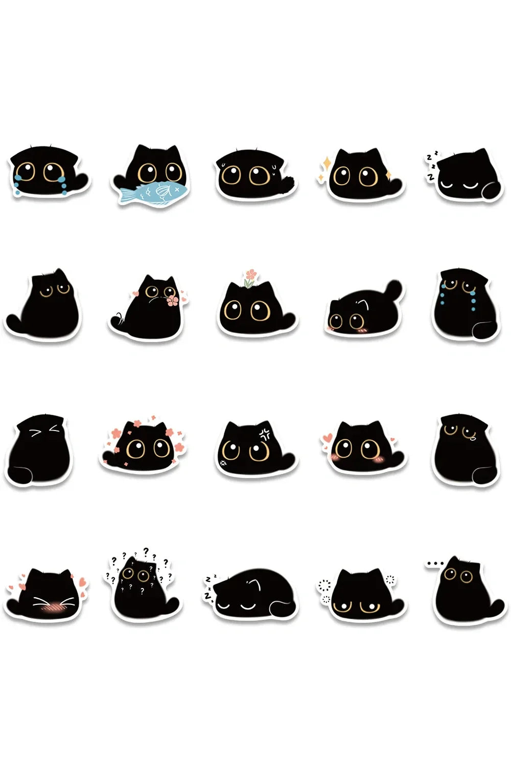 Set of Black Cat Adhesive Decals