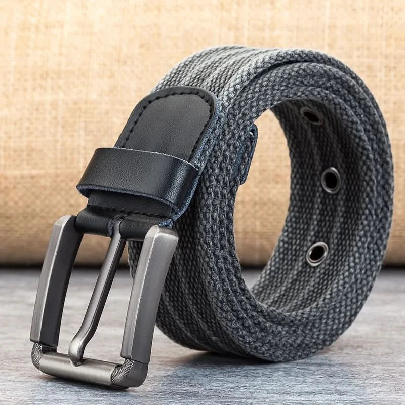 Adjustable Casual Striped Waistband Canvas Belt for Men