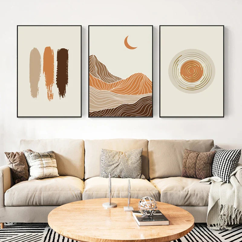 Serene Geometric Landscape Canvas Art for Chic Home Decor