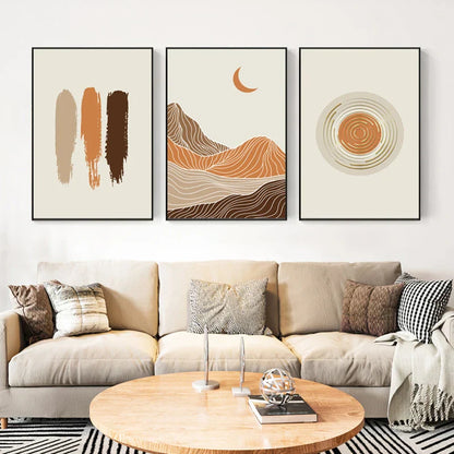 Serene Geometric Landscape Canvas Art for Chic Home Decor