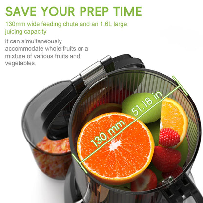 Slow Masticating Juicer with Wide Chute, Quiet Motor & Easy Clean Plug