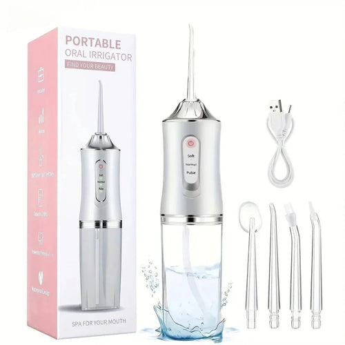 Portable Water Flosser with Four Replaceable Tips for Travel