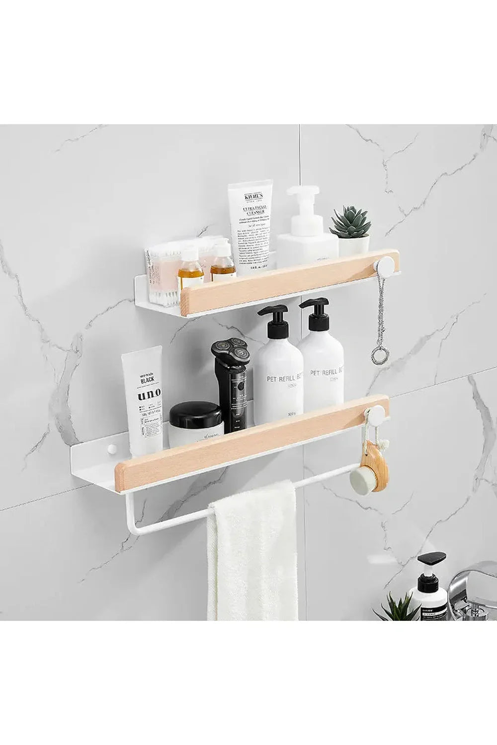 Wooden Wall Shelf with Accent Design
