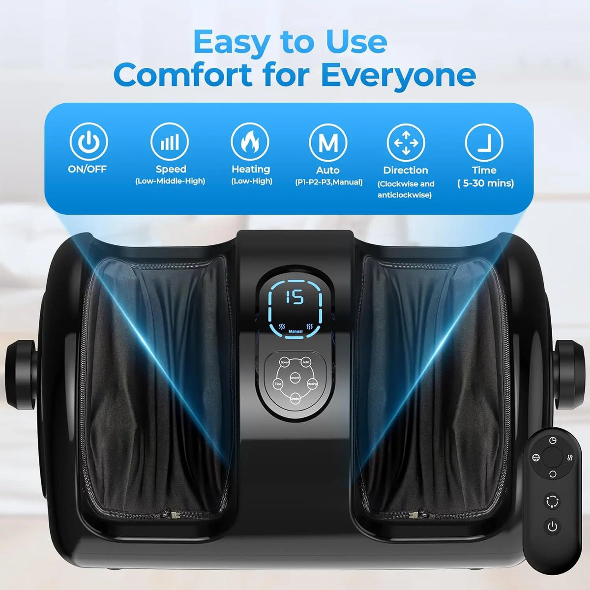 Shiatsu Leg and Foot Massager with Heat – Kneading, Vibration, and Washable Covers