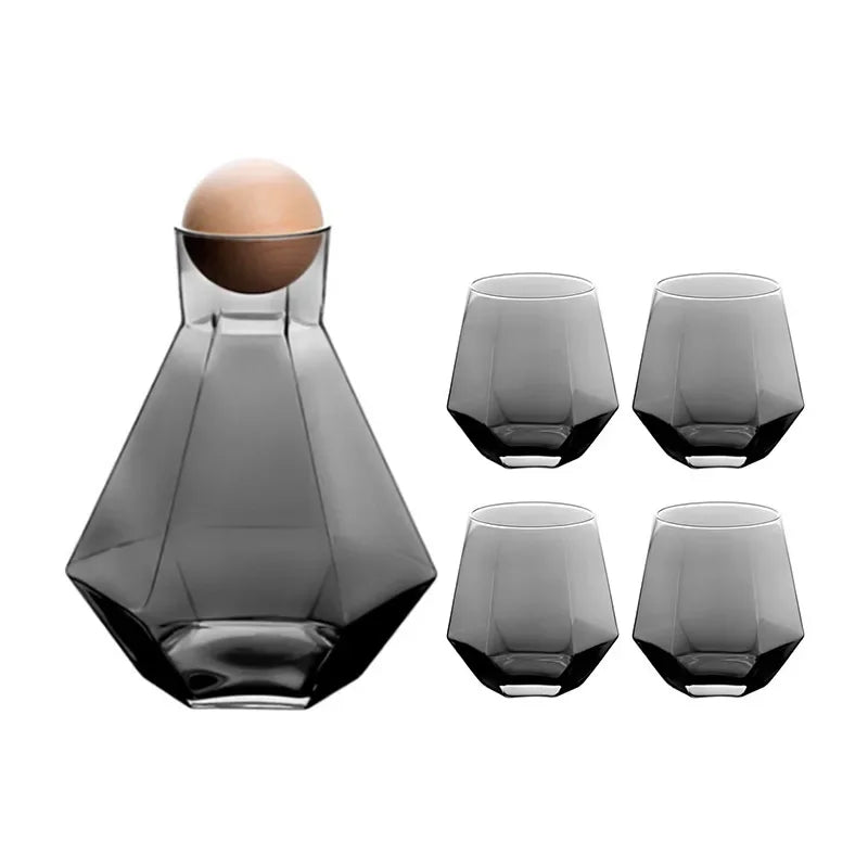 Drinkware Set with Diamond Design – Jug and Tumblers