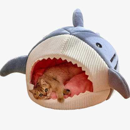 SoftBloom Shark Cat Bed - Comfortable Indoor Hideaway for Cats