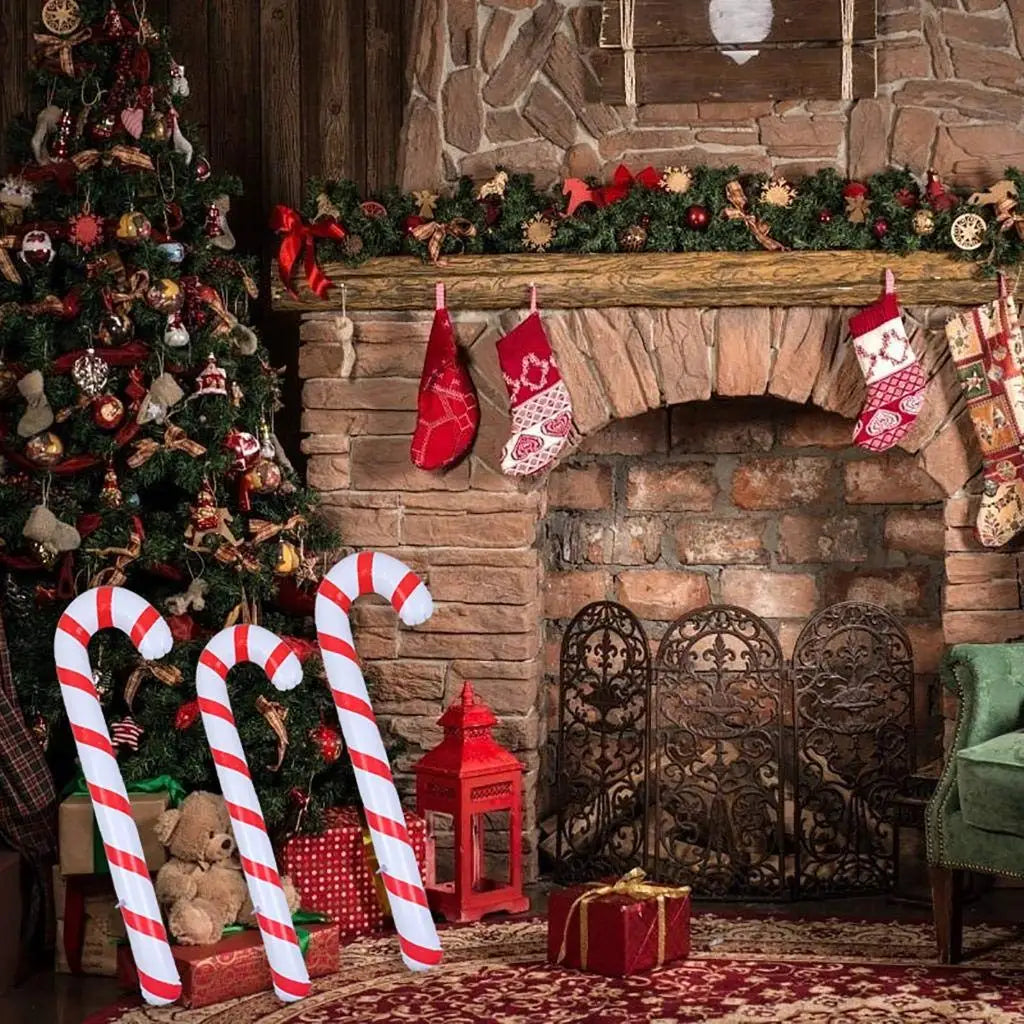 Inflatable Christmas Candy Canes – Set of 4 PVC Decorations, 87 cm