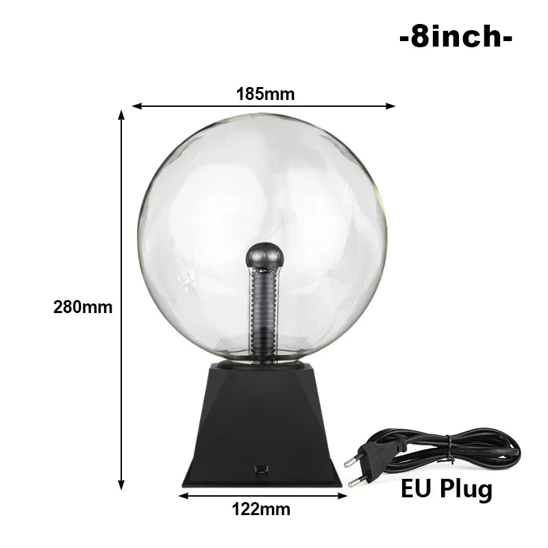 Touch-Activated LED Plasma Ball Lamp with Sound Control – 220V EU Plug, 10-20 cm, Decorative & Party Light