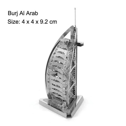 3D Metal Puzzle Set of Global Landmarks: Build and Discover Famous Structures