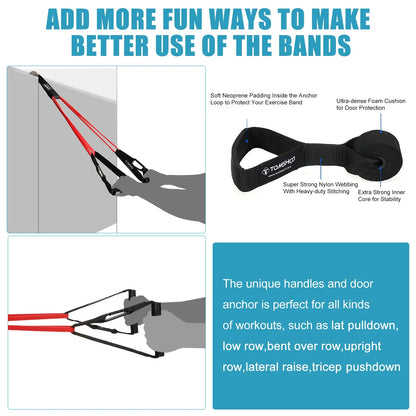 Portable Home Workout Kit with Resistance Bands – 5 Levels (5–125 LB), Handles, Door Anchor & Carry Bag