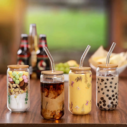 Eco-Friendly Glass Container with Bamboo Lid for On-the-Go Use
