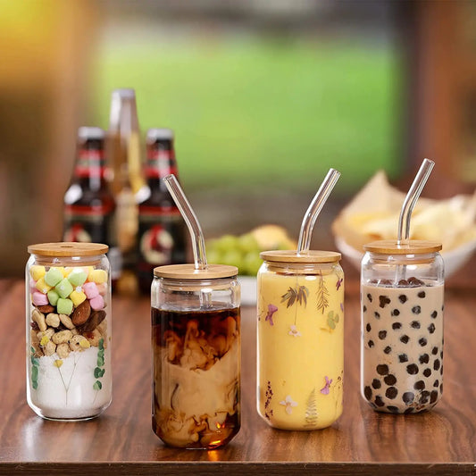 Eco-Friendly Glass Container with Bamboo Lid for On-the-Go Use
