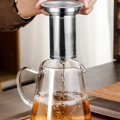 Heat-Resistant Glass Teapot 450ml-950ml with Stainless Steel Infuser for Kung Fu Tea, Puer and Oolong