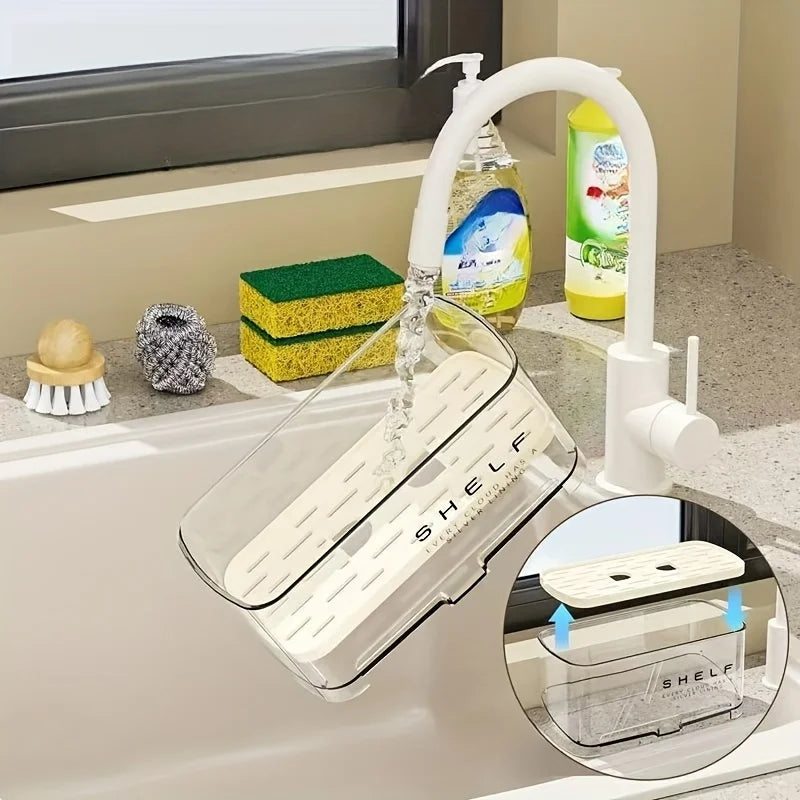 Sink Organizer with Drain Tray | Sponge and Dish Towel Holder