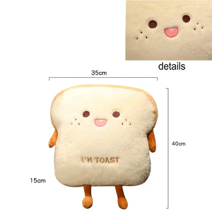 Ultra Soft Hand Warmer Pillow in Plush Toast Bread Design