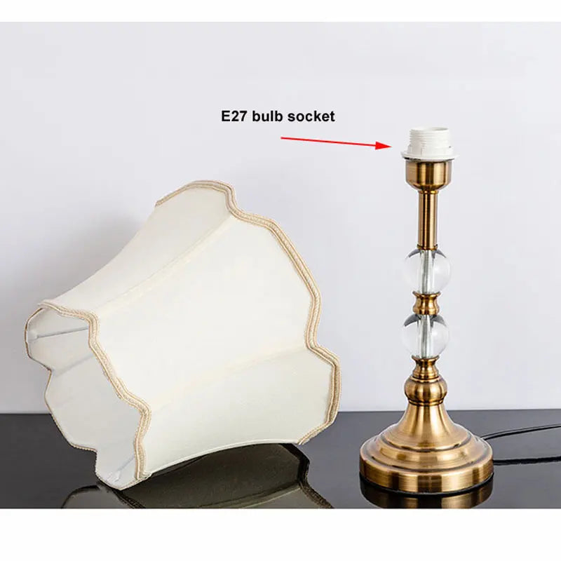 Modern European Style Desk Lamp - Imitation Copper Crystal Bedside Light