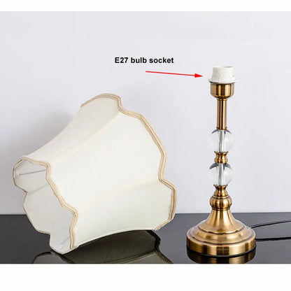 Modern European Style Desk Lamp - Imitation Copper Crystal Bedside Light
